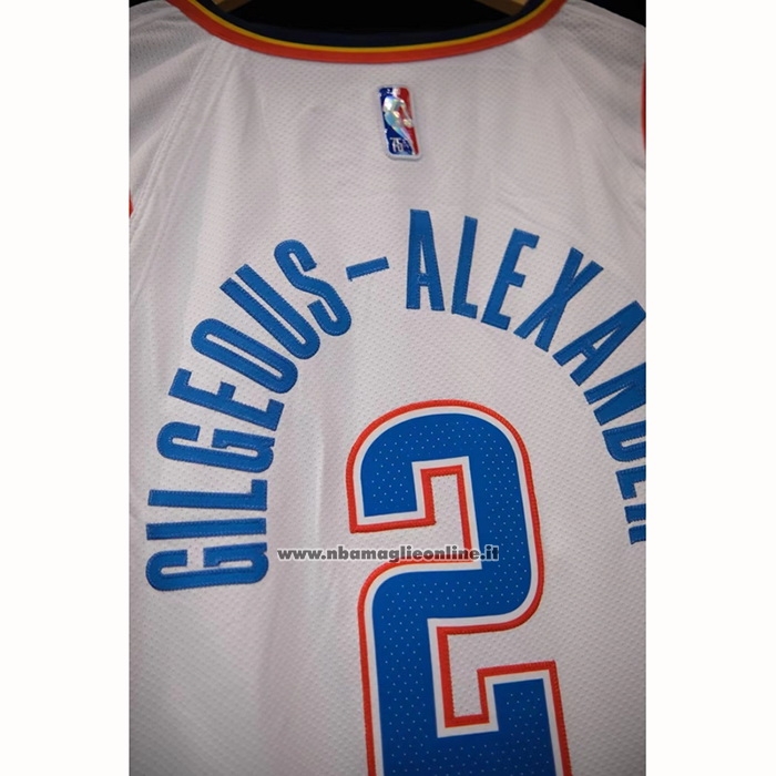 Maglia Oklahoma City Thunder Shai Gilgeous-Alexander #2 Association Autentico Bianco
